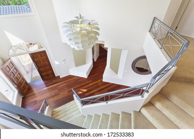 Staircase And Entrance To Modern Australian Home From Above