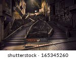 Staircase with graffiti in Beyoglu district of Istanbul, Turkey