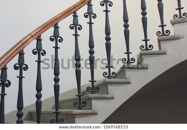 Staircase Handrailing Old Historic Building Interior