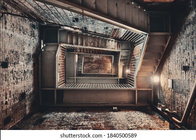 Staircase inside clock tower in Lucca with historic buildings in Italy. - Powered by Shutterstock