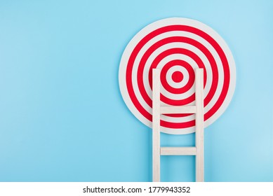 Staircase Target On Blue Background Growth Development Planning Business Concept