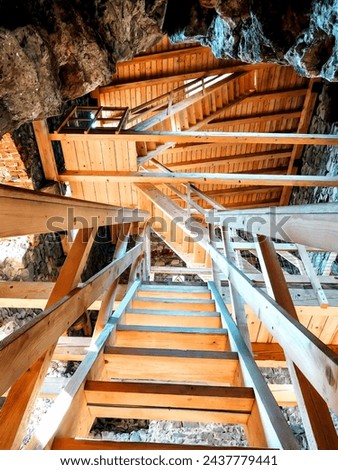 Staircase in the tower of the ruins of the castle of Great Kapushany, Slovakia
