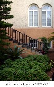 Staircase windows and garden in downtown Lakeland Florida
