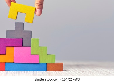staircase wooden cubes. Business development concept. Concept of progress. - Shutterstock ID 1647217693