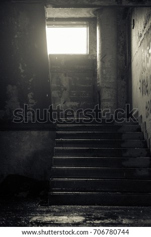 Stairs in abandoned building