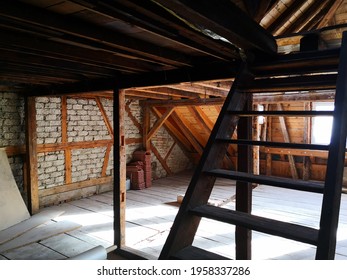 Stairs Up To The Attic In A Half Timbered House