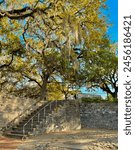 Stairs to the cobblestoned Lincoln street Ramp on river Street on the historic waterfront of Savannah Georgia