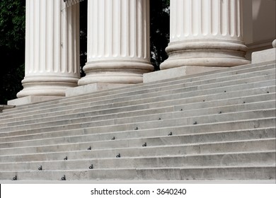 Stairs and columns of a monumental stone building