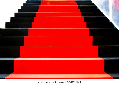 Stairs covered with red carpet - Powered by Shutterstock