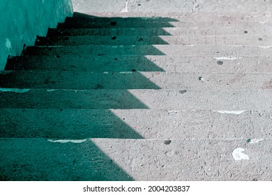 Stairs Down, Sharp Shadow Play, Beton Construction , City Scape Concept