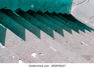 Stairs Down, Sharp Shadow Play, Beton Construction , City Scape Concept