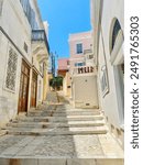 Stairs Down a Street in Syros Greece