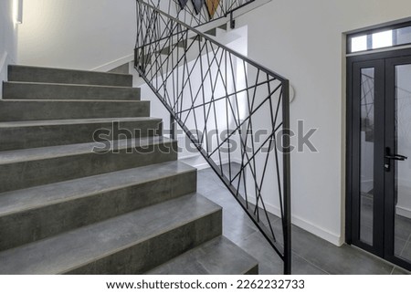 stairs emergency and evacuation exit in up ladder in old house or  building Foto stock © 