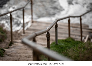 Stairs going down to Godrevy Beach from the top of the cliffs. - Powered by Shutterstock