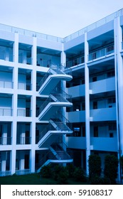 Stairs inside a school building.