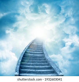 Stairs leading up to sky. Stairway to heaven - Shutterstock ID 1932603041
