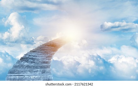 Stairs leading up to sky. Stairway to heaven