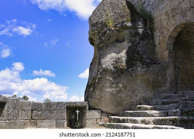 Stairs leading to the Treason doors and Sortelha castle, Serra da Estrela, Beira Alta, Portugal