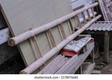 Stairs Made Of Bamboo. Traditional Tools. Every Average House Has It.