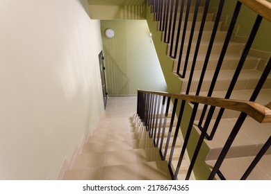 stairs in the new staircase of a high-rise building with a light design. High quality photo