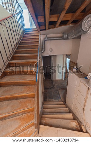 Similar – Image, Stock Photo Blue railing on brick wall