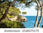 Stairs on the Idyllic coastline between Cala Ferrera and Cala Serena on Mallorca, Spain