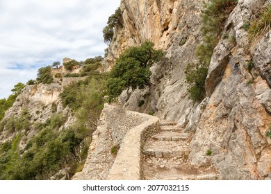 Stairs Stairway To Castle Castell D'Alaro Hiking Trail Path Way On Mallorca Travel Traveling Holidays Vacation Tourism In Spain