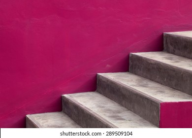 Stairs steps with pink background - construction detail.