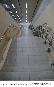 Stairs To Underground Downward In Modern City Space.