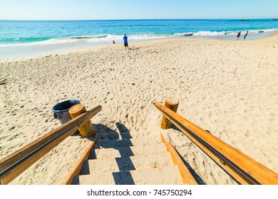Stairway to the beach in California, USA