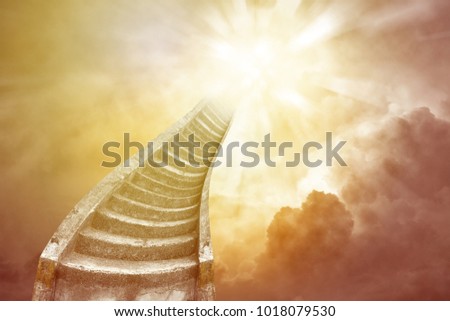 Stairway leading up to bright sky. Stairway to heaven