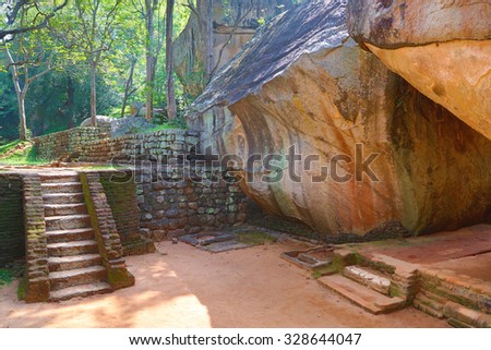 Stairway in Sigiriya Lion Castle, Sri Lanka, HDR image