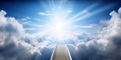 Stairway Through The Clouds To The  Heavenly Light. Stairway To Heaven