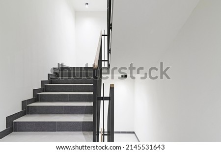 Stairwell, emergency exit in a block of flats. Bright colors