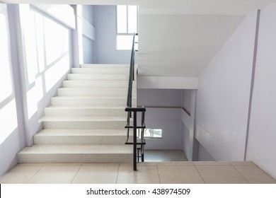 stairwell fire escape in a modern building.