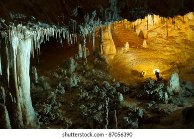 Stalactite stalagmite cavern. Stalactite cave in Israel