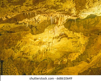 Stalactites In Crystal Cave In Yanchep National Park, One Of More Than 400 Limestone Caves Recorded In The Park.