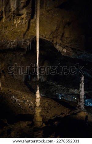 stalactites meets stalagmites on the journey to underground reunion in the Macocha cave