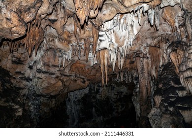 Stalactites and stalagmites in the cave "Gentle" Adygea