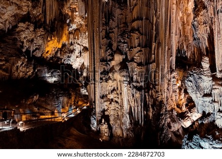 Stalactites and stalagmites in Nerja caves, Nerja, Spain