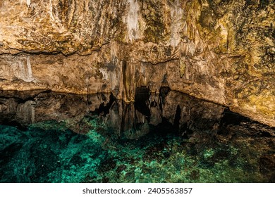 Stalactites and stalagmites in underground Cave