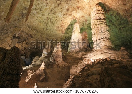 Stalagmites and stalactites in the Carlsbad Caverns National Park, New Mexico, USA