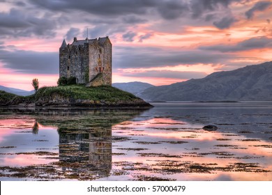 Stalker Castle, Highlands, Scotland, Seen At Dusk