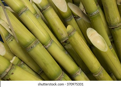 Stalks of sugarcane prepared for producing juice