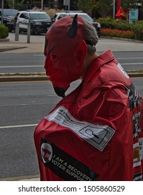 Stamford, Connecticut/USA - September 16, 2019:Demonstrator At Purdue Pharma Headquarters