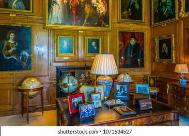 STAMFORD, UNITED KINGDOM, APRIL 9, 2017: Interior of the Burghley house near Stamford, England