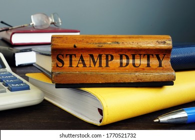 Stamp duty sign and office supply with business papers. - Shutterstock ID 1770521732