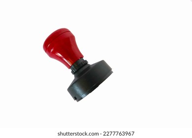 Stamp, modern Stamp, Red Handle Rubber Stamp Top View Isolated on White Background. - Shutterstock ID 2277763967