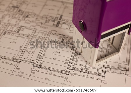 Stamp on plan of house background