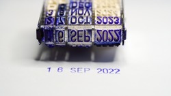 Stamp Of September 16, 2022. Isolated Focus On The Stamp. Date Stamp Macro Photo.